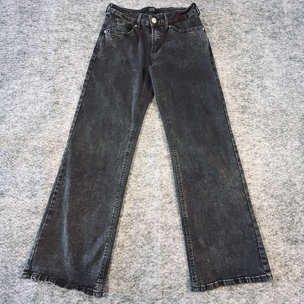 Rise Supply Co Jeans Women 26 Black Acid Wash Stretch High Waisted Grunge Y2K